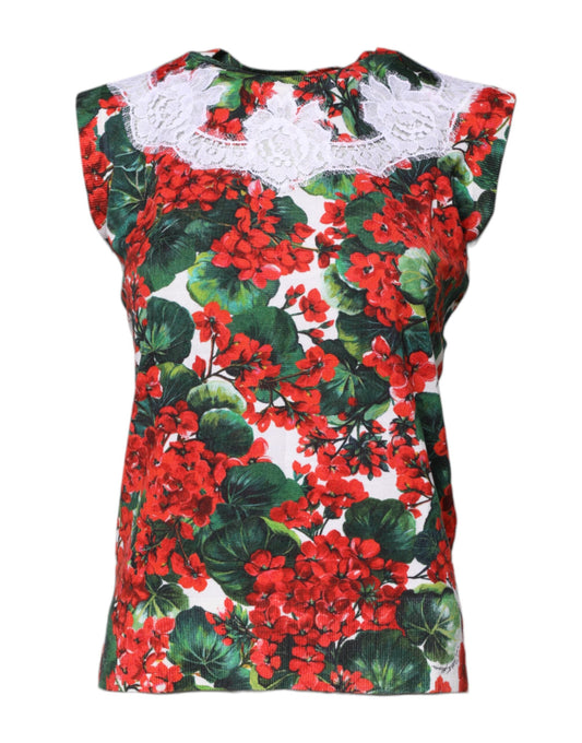 Dolce & Gabbana Mehrfarbiges ärmelloses Top mit Blumenmuster