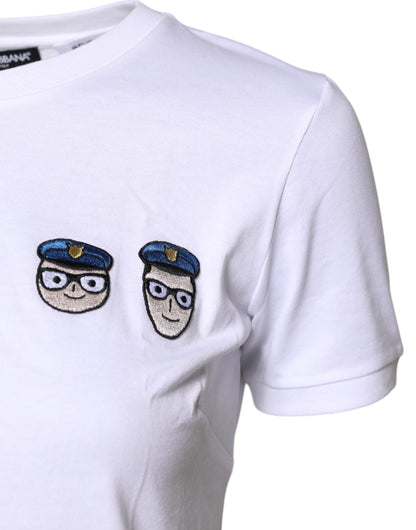 Dolce & Gabbana Weißes #DGFamily Baumwoll-T-Shirt mit Rundhalsausschnitt