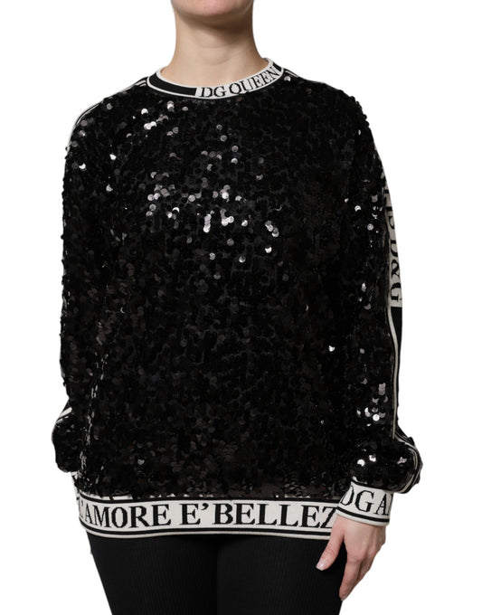 Dolce & Gabbana Schwarzer DG Queen Pailletten-Pullover
