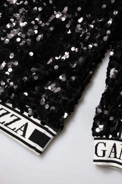 Dolce & Gabbana Schwarzer DG Queen Pailletten-Pullover Sweater