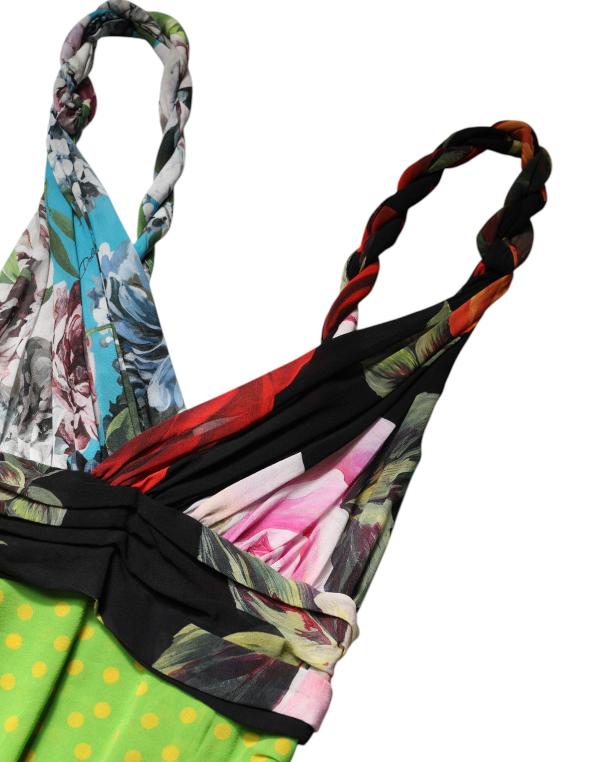 Dolce & Gabbana Mehrfarbiges Patchwork-Minikleid aus Seide