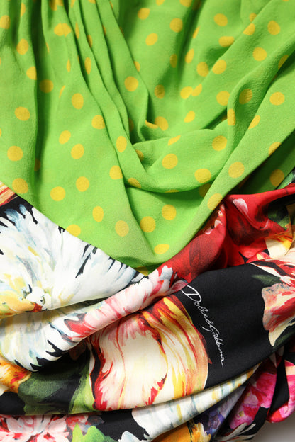 Dolce & Gabbana Mehrfarbiges Patchwork-Minikleid aus Seide