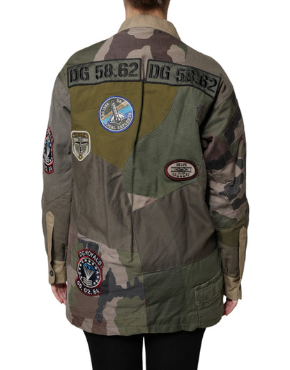 Dolce & Gabbana Militärgrüne Jacke aus Baumwolle mit Knopfleiste