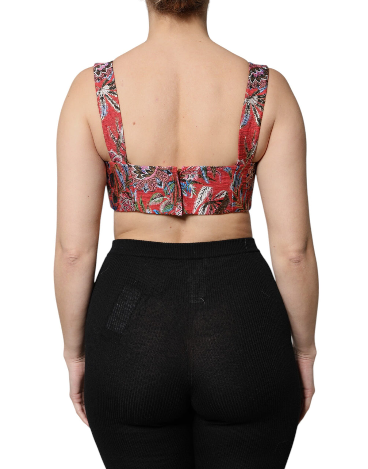 Dolce & Gabbana Rotes Brokat-Bustier mit Blumenmuster