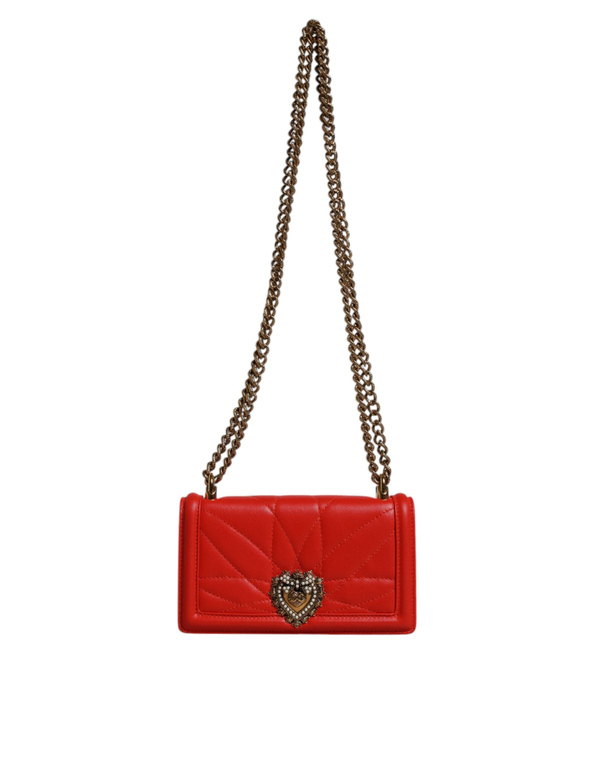 Dolce & Gabbana Devotion Borsa portacellulare a tracolla Rossa in pelle di agnello