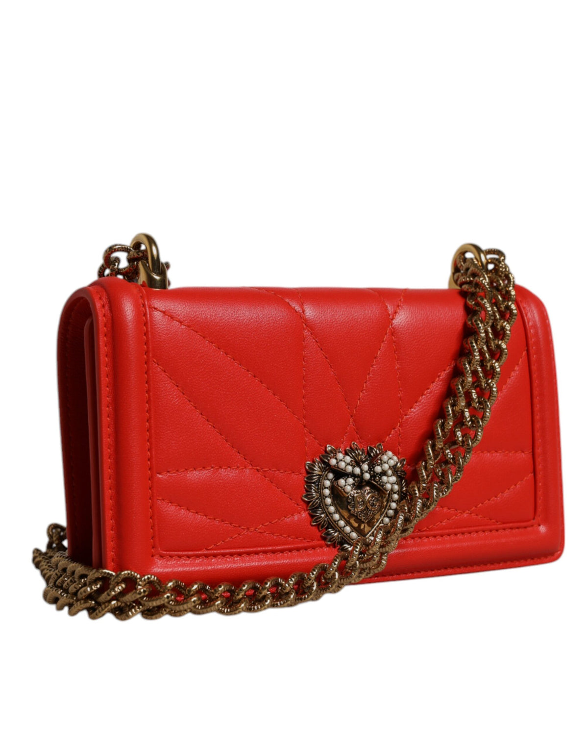 Dolce & Gabbana Devotion Borsa portacellulare a tracolla Rossa in pelle di agnello