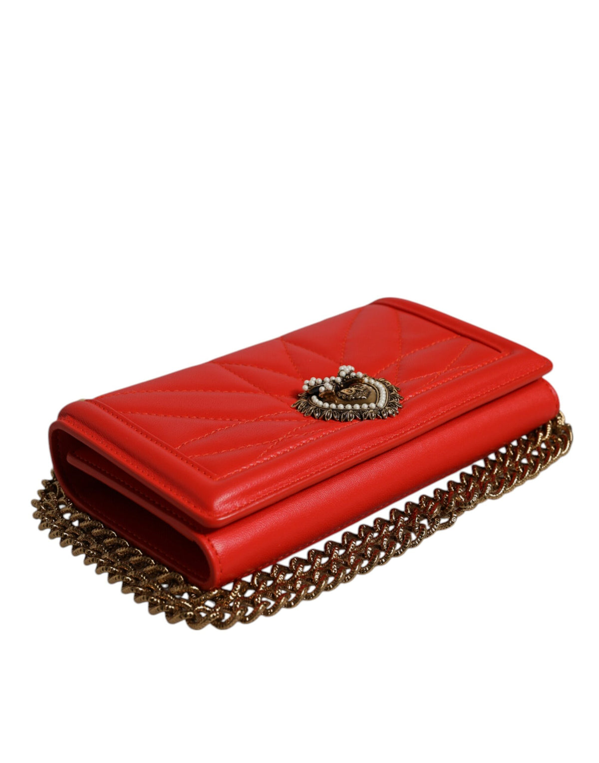 Dolce & Gabbana Devotion Borsa portacellulare a tracolla Rossa in pelle di agnello