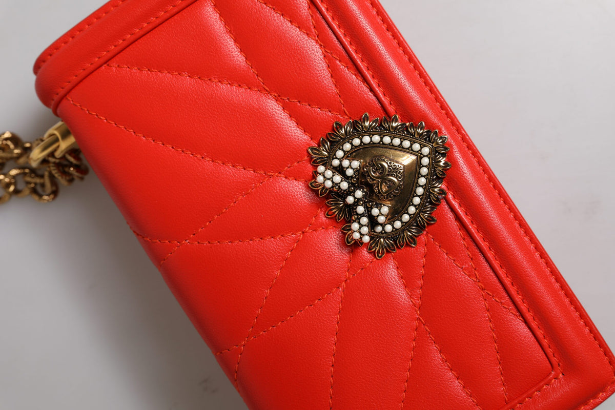 Dolce & Gabbana Devotion Borsa portacellulare a tracolla Rossa in pelle di agnello