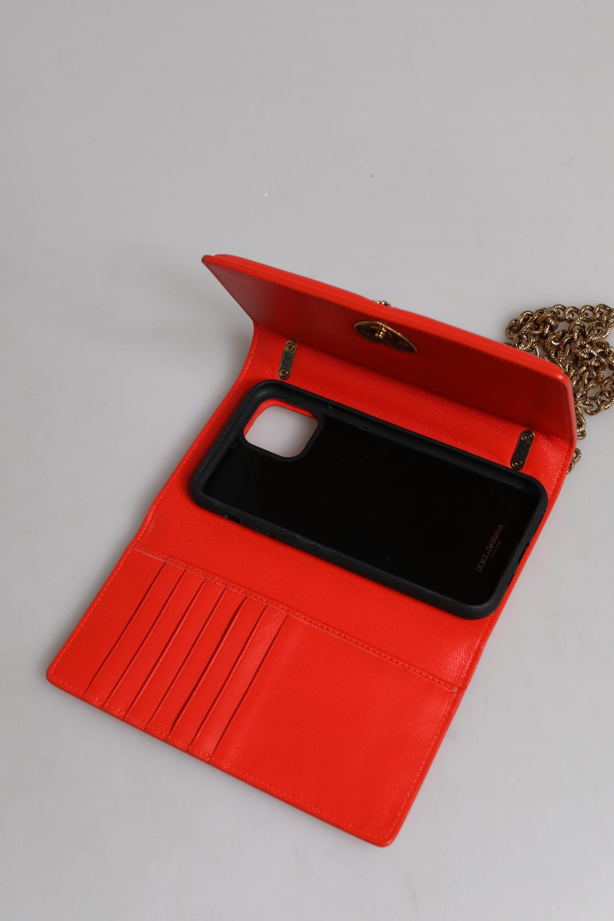 Dolce & Gabbana Devotion Borsa portacellulare a tracolla Rossa in pelle di agnello