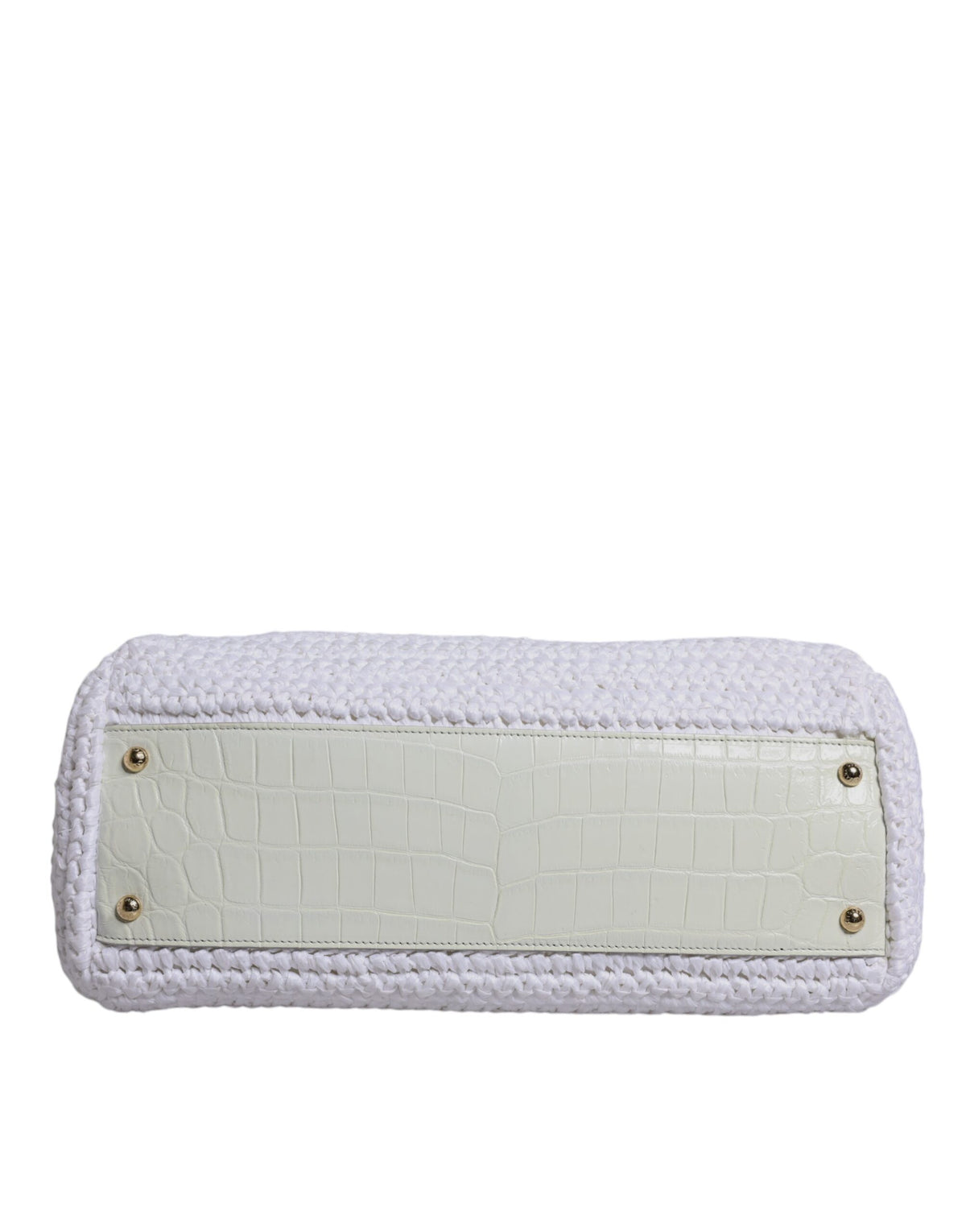 Dolce & Gabbana White Leather and Raffia Crossbody Bag
