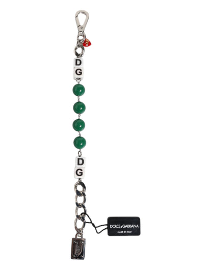Dolce & Gabbana Silver-Tone Brass Pearl Cube Logo Embellishment Charm Bracelet