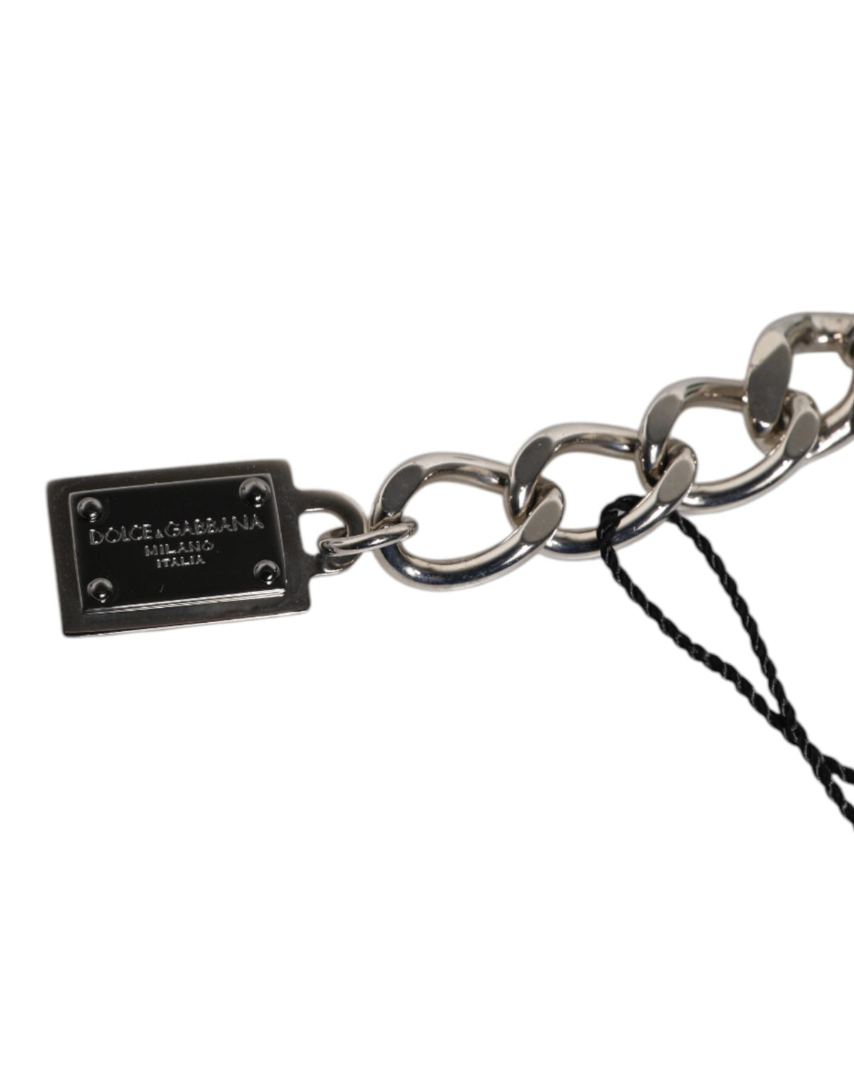 Dolce & Gabbana Silver-Tone Brass Pearl Cube Logo Embellishment Charm Bracelet