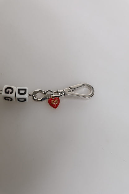 Dolce & Gabbana Silver-Tone Brass Pearl Cube Logo Embellishment Charm Bracelet