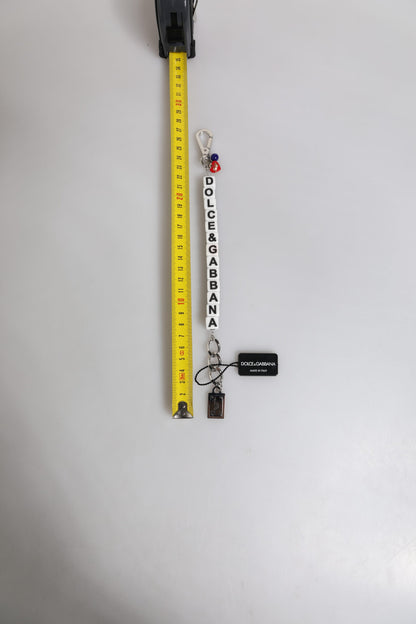 Dolce & Gabbana silver brass chain cube logo embellished charm bracelet
