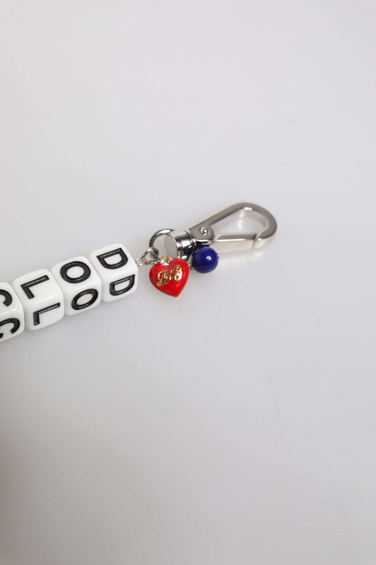 Dolce & Gabbana silver brass chain cube logo embellished charm bracelet