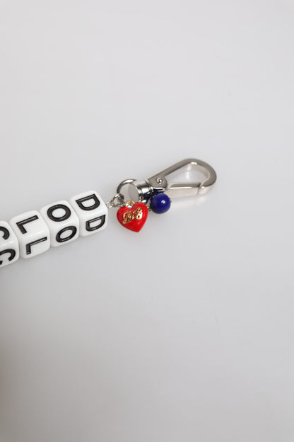 Dolce & Gabbana silver brass chain cube logo embellished charm bracelet