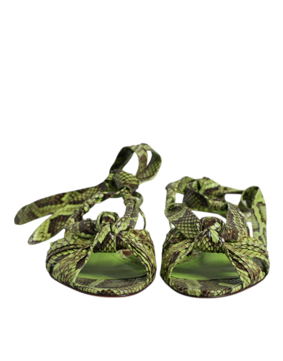 Dolce & Gabbana Grüne Ankle-Wrap Sandalen aus Pythonleder