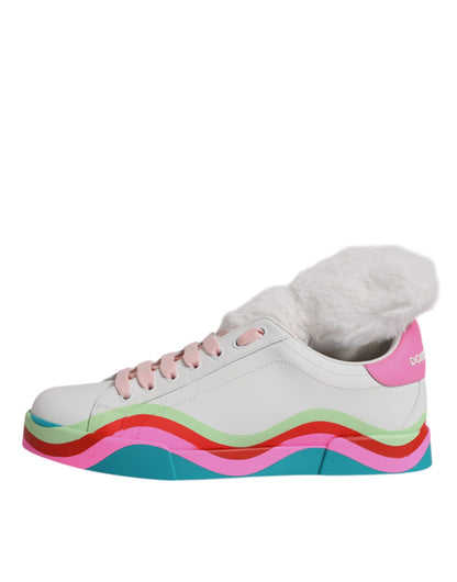 Dolce & Gabbana Sneaker Multicolori Basse in pelle di vitello e poliestere