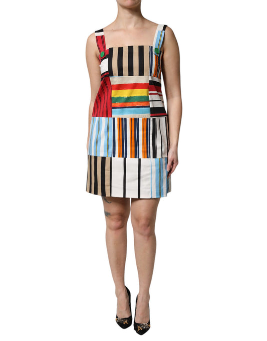 Dolce & Gabbana Mehrfarbiges gestreiftes Baumwoll-Minikleid