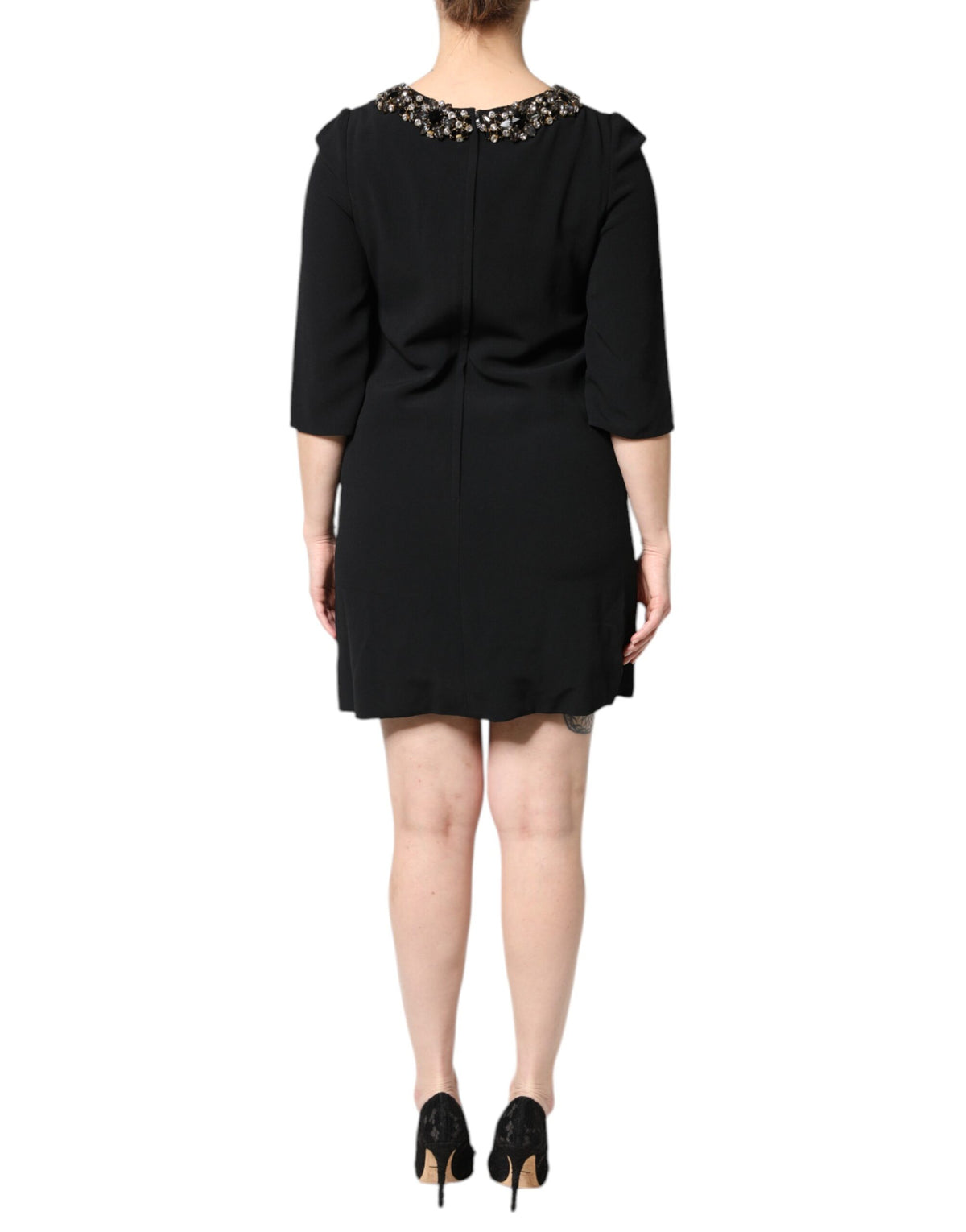Dolce & Gabbana Schwarzes A-Linien-Minikleid mit Kristallbesatz