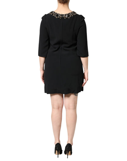 Dolce & Gabbana Schwarzes A-Linien-Minikleid mit Kristallbesatz
