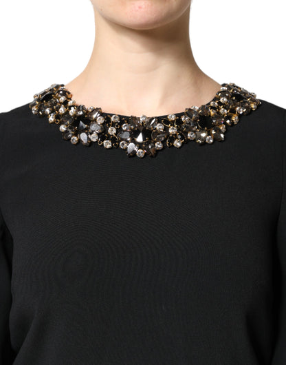 Dolce & Gabbana Schwarzes A-Linien-Minikleid mit Kristallbesatz