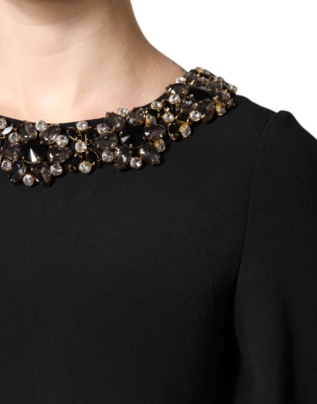 Dolce & Gabbana Schwarzes A-Linien-Minikleid mit Kristallbesatz