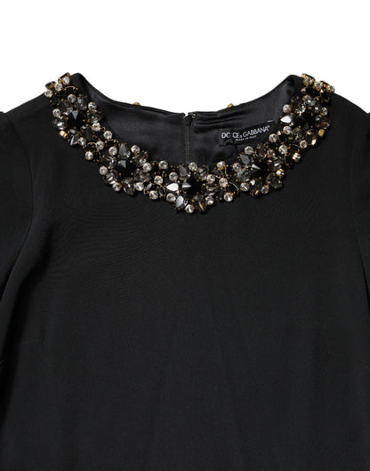 Dolce & Gabbana Schwarzes A-Linien-Minikleid mit Kristallbesatz