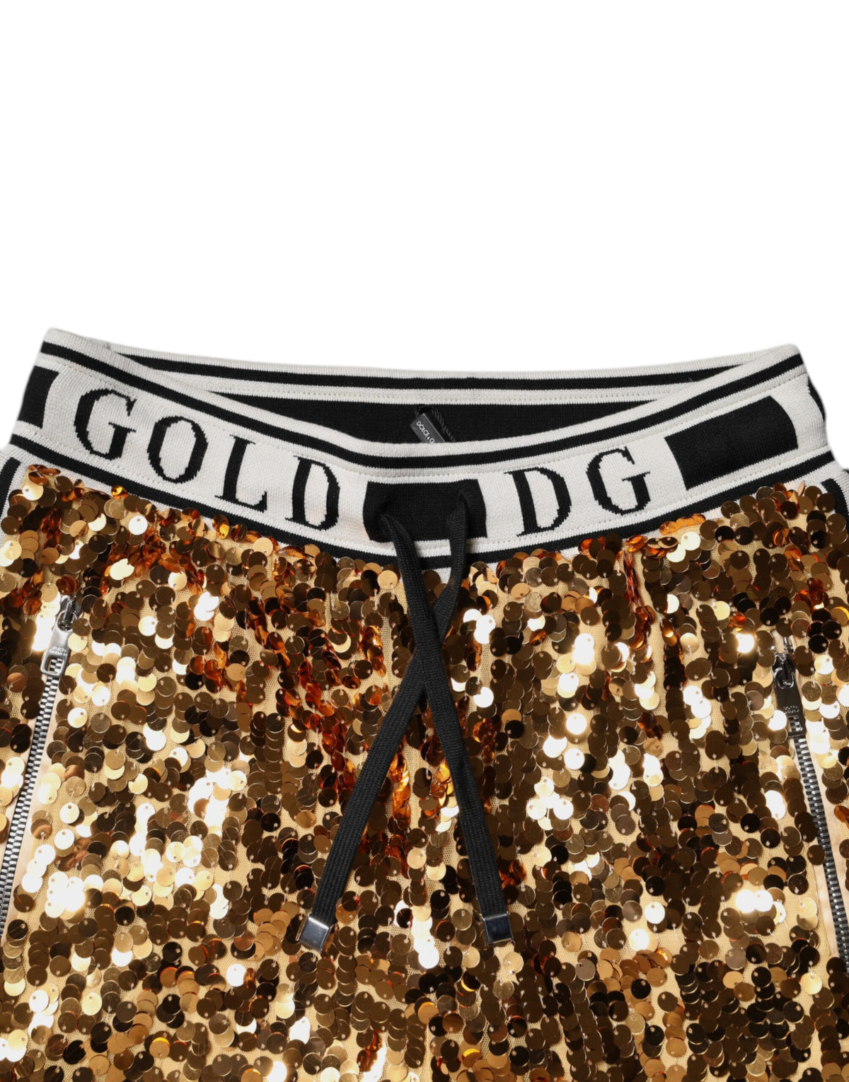 Dolce & Gabbana Goldene Pailletten-Jogger mit DG-Logo