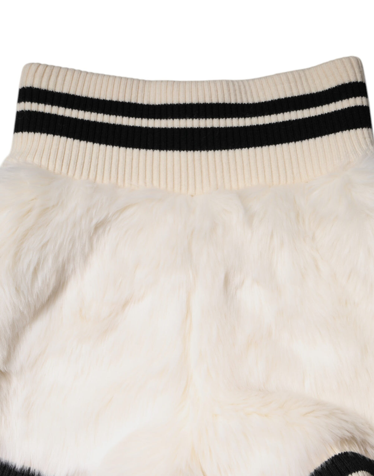 Dolce & Gabbana Weiße High-Waist Hotpants in Kunstfell-Optik