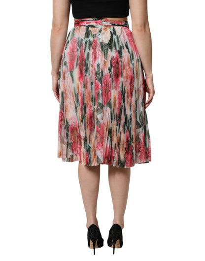 Dolce & Gabbana Multicolor Seide Floral High Waist Midirock