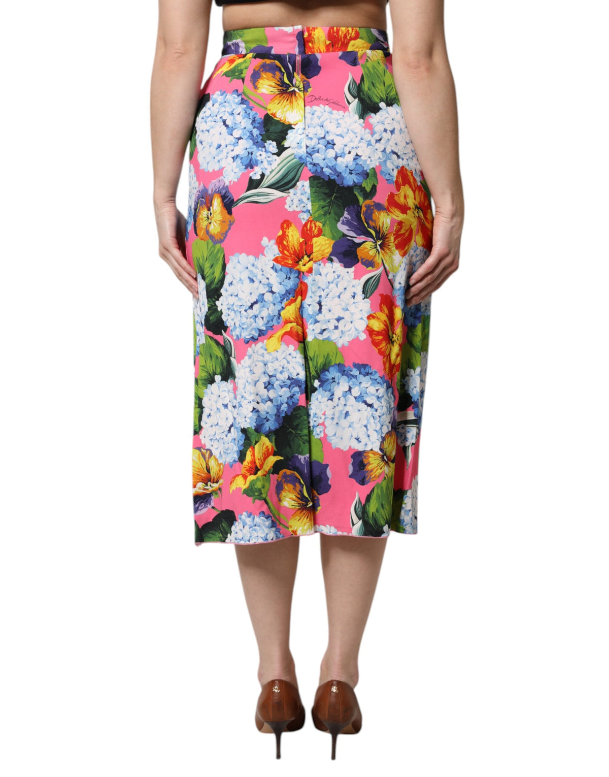 Dolce & Gabbana Mehrfarbiger High-Waist Midi-Bleistiftrock mit Blumenprint