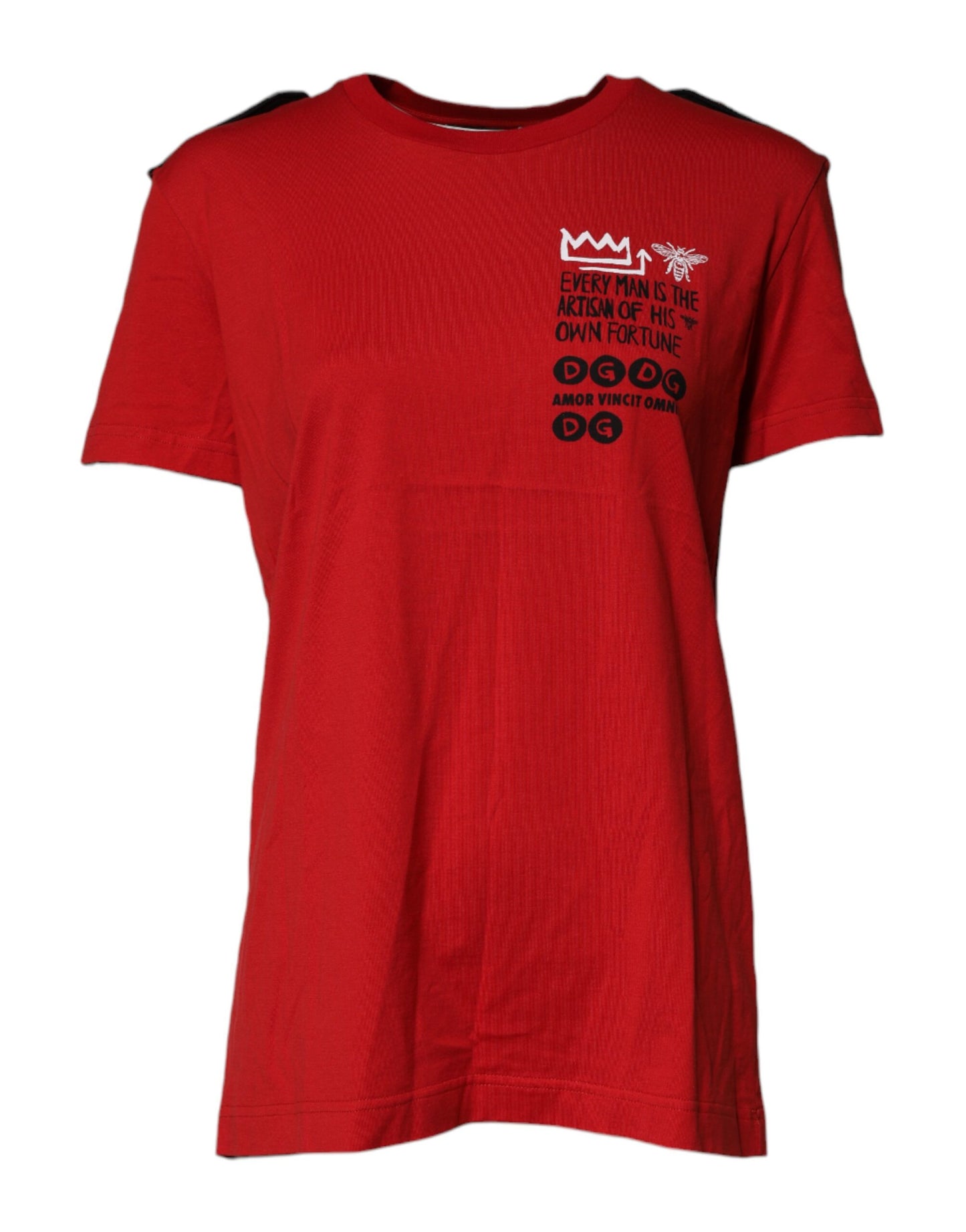 Dolce & Gabbana Rotes Baumwoll-T-Shirt mit Rundhalsausschnitt und kurzen Ärmeln