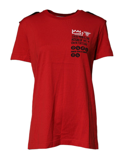 Dolce & Gabbana Rotes Baumwoll-T-Shirt mit Print
