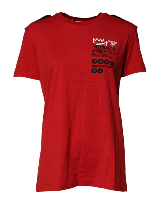 Dolce & Gabbana Rotes Baumwoll-T-Shirt mit Print