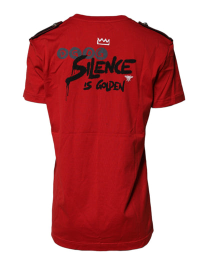 Dolce & Gabbana Rotes Baumwoll-T-Shirt mit Print