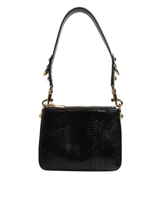 Dolce & Gabbana Schwarze Schultertasche aus Leder