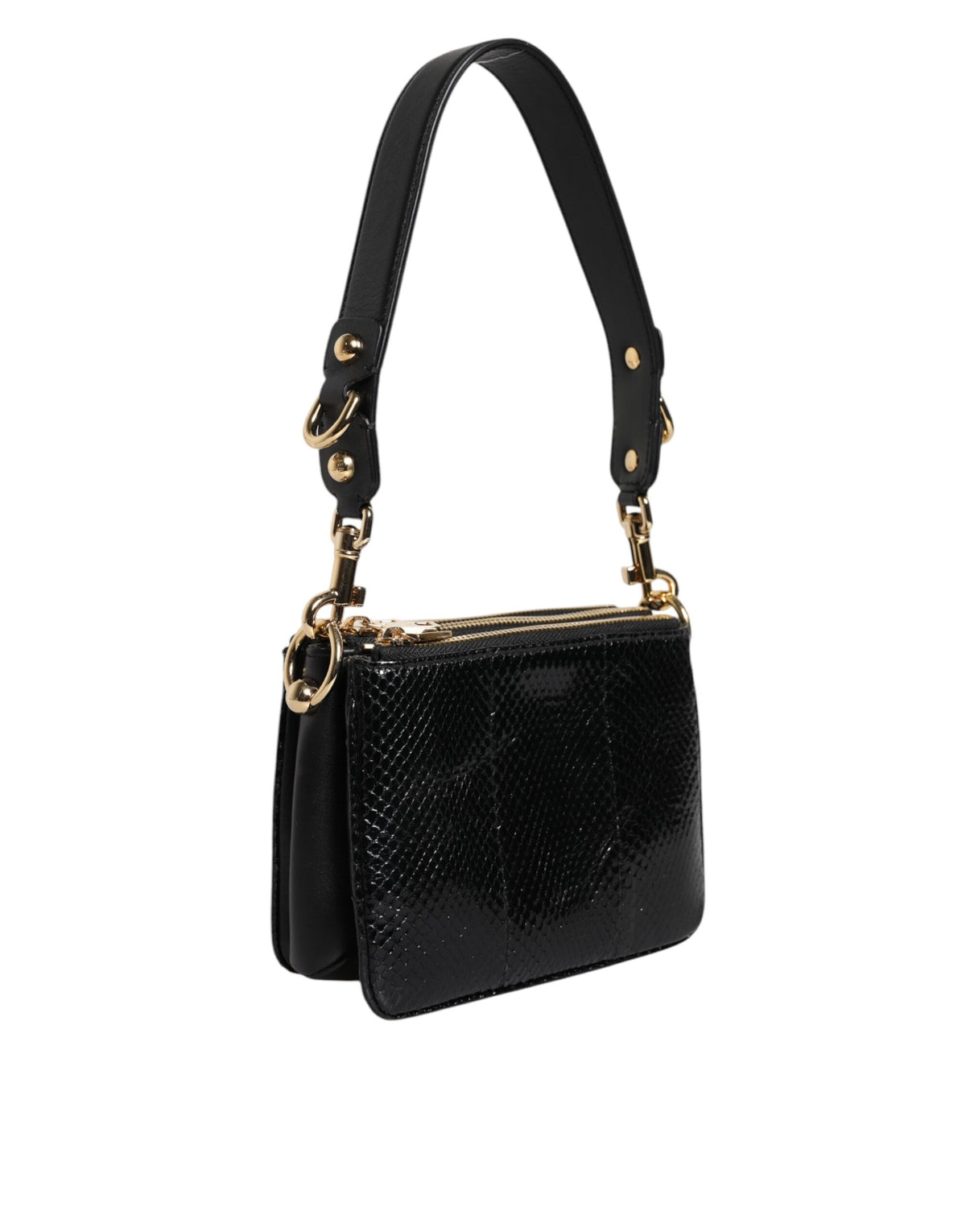 Dolce & Gabbana Black Exotic Leather Clutch with Shoulder Strap