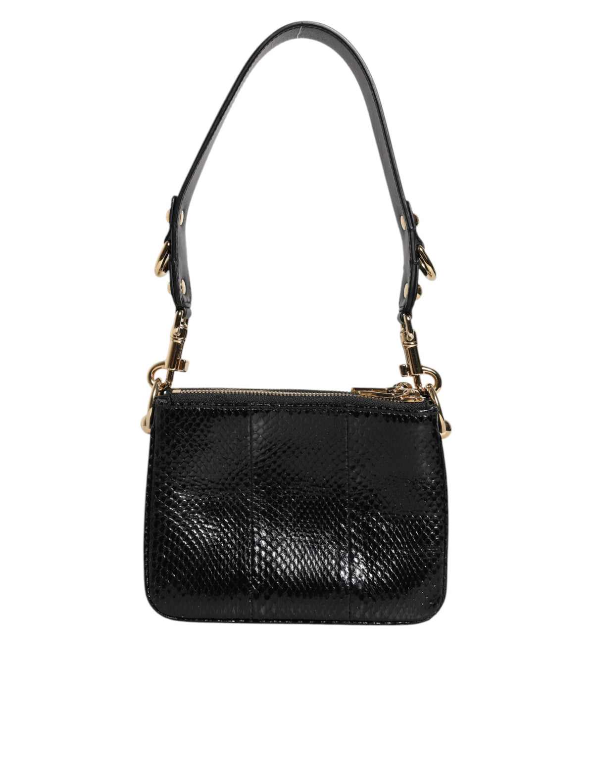 Dolce & Gabbana Black Exotic Leather Clutch with Shoulder Strap