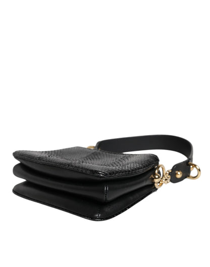 Dolce & Gabbana Black Exotic Leather Clutch with Shoulder Strap