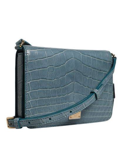Dolce & Gabbana Grüne Exotenleder DG Plaque Crossbody Mini-Tasche