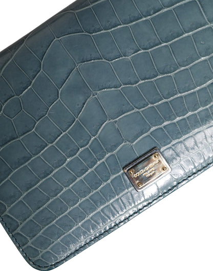 Dolce & Gabbana Grüne Exotenleder DG Plaque Crossbody Mini-Tasche