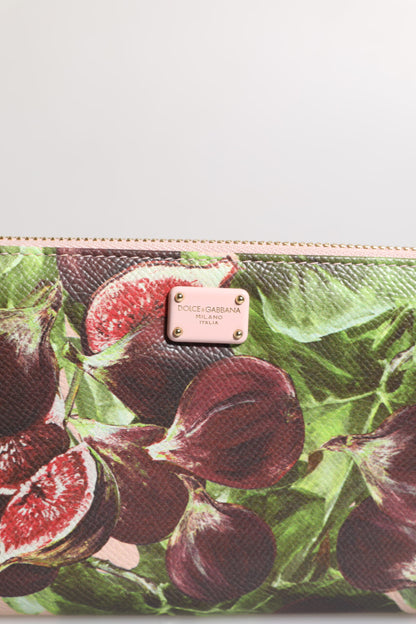 Dolce & Gabbana Multicolor Feige Obst Dauphine Leder Zip um Continental Brieftasche