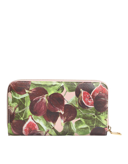 Dolce & Gabbana Multicolor Feige Obst Dauphine Leder Zip um Continental Brieftasche