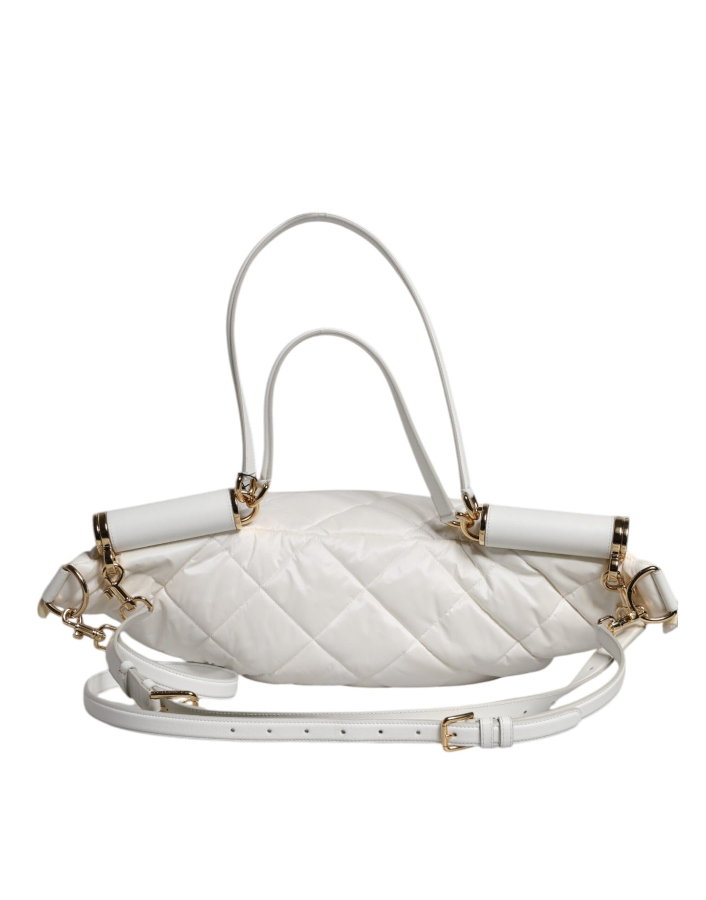 Dolce & Gabbana Weiße gesteppte Logo-Plakette Gürtel Taille Gürteltasche