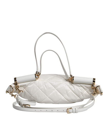 Dolce & Gabbana Weiße gesteppte Logo-Plakette Gürtel Taille Gürteltasche