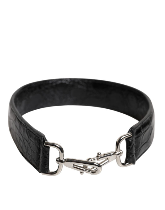 Dolce & Gabbana Black Alligator Leather Bag Strap