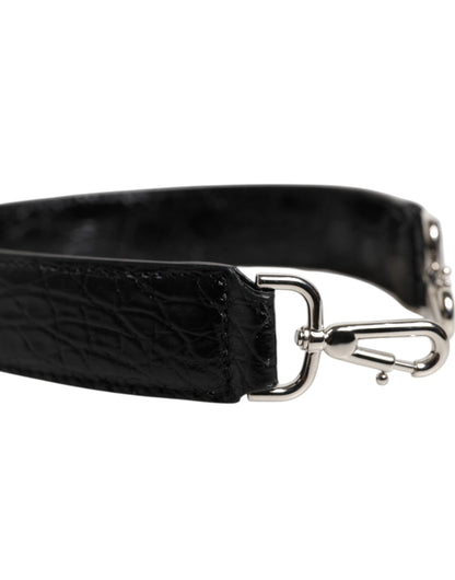 Dolce & Gabbana Schwarzes Alligatorleder Tasche Schulterriemen