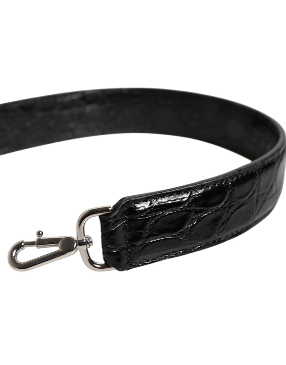 Dolce & Gabbana Schwarzer Alligatorleder-Schulterriemen