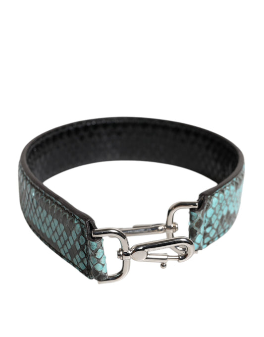 Dolce & Gabbana Tracolla Nera e Blu in Pelle Esotica